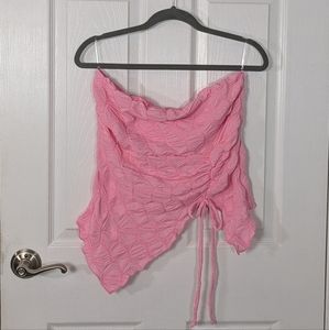 See You Monday Pink Ruched Crop Top